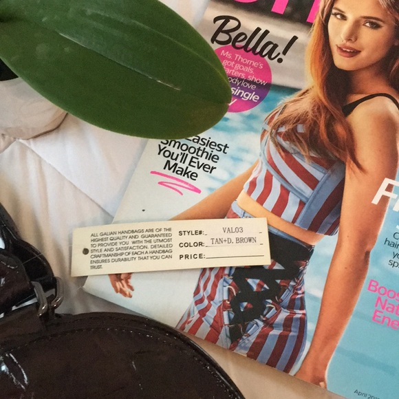 New Galian New York Large Faux Leather Tan Handbag - Picture 5 of 7